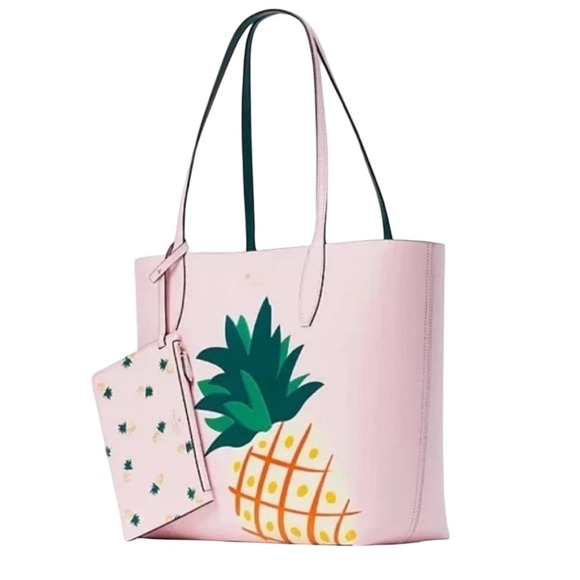 Kate Spade New York Reversible Pineapple Tote Bag, Light Pink/Green, Large Tote - Picture 1 of 11
